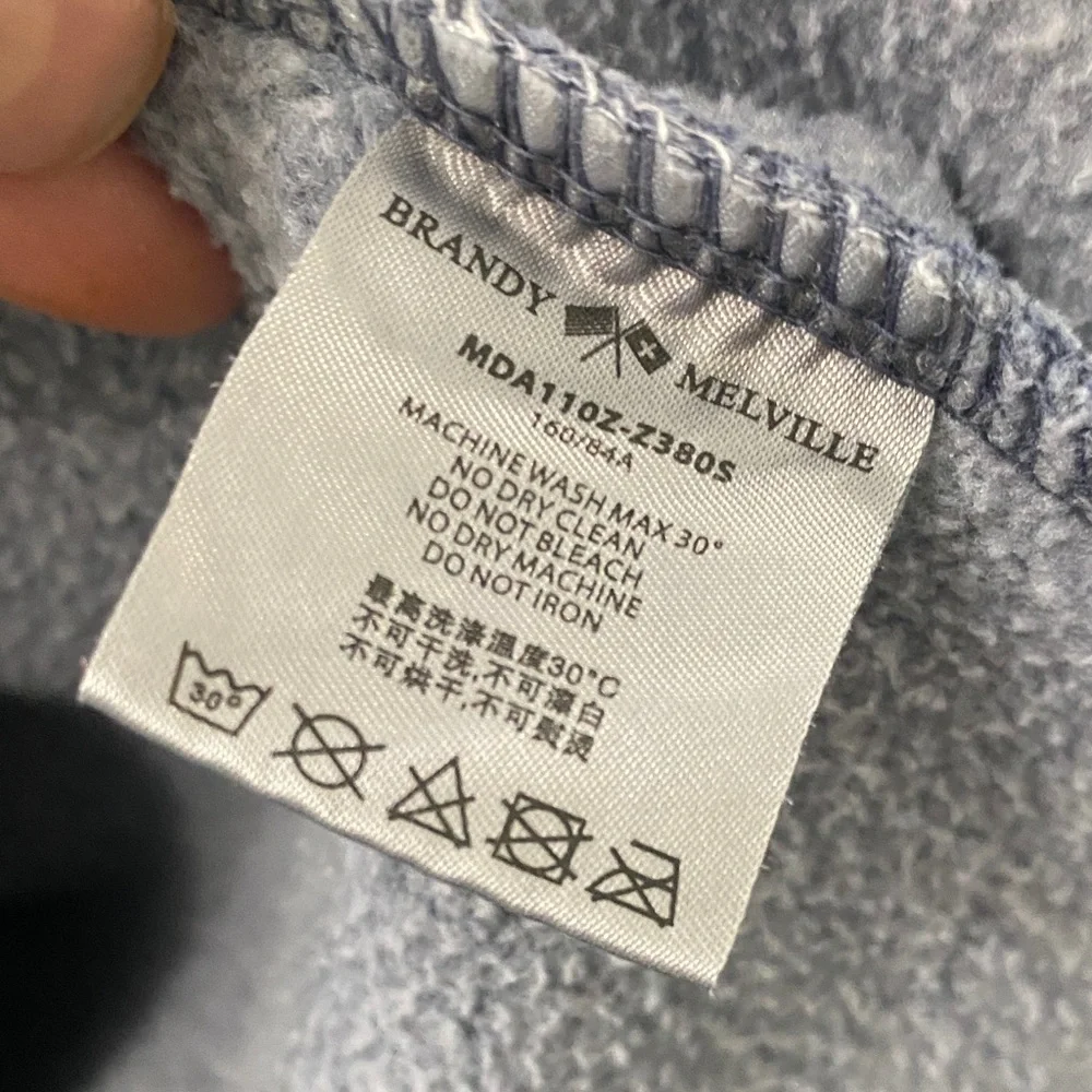 Brandy Melville Zip-Up Hooded Sweatshirt in Light Blue